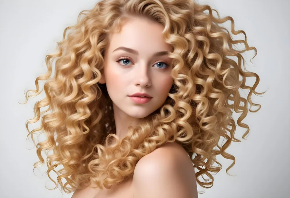 Curly Blonde Hair On A White Background 17 D106