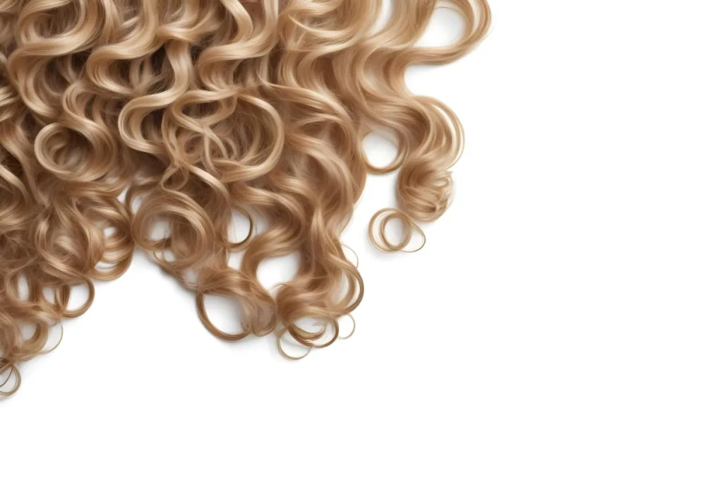 Curly Blonde Hair On A White Background 18