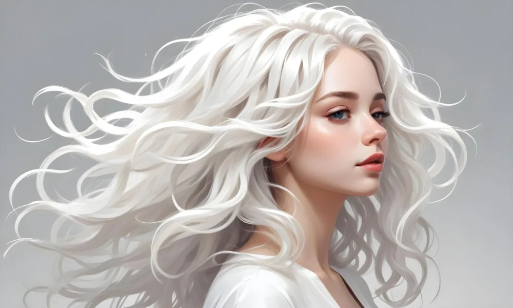 Curly White Hair Strands Light Reflections White Background 11 2854
