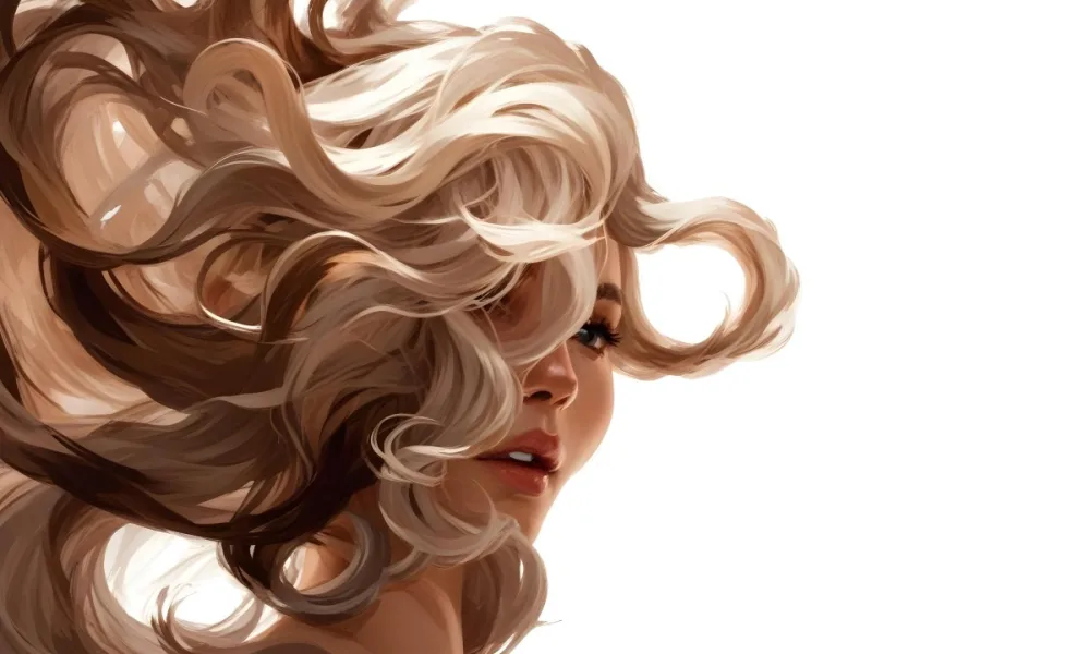 Curly White Hair Strands Light Reflections White Background 14 A3d4