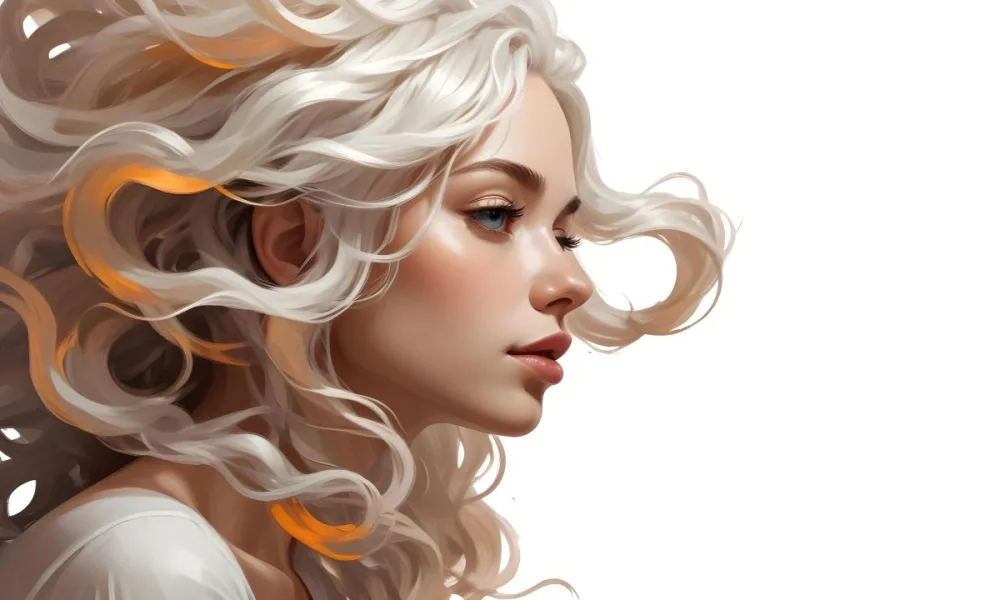 Curly White Hair Strands Light Reflections White Background 16 Ab0a