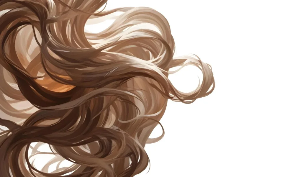 Curly White Hair Strands Light Reflections White Background 19 34c1