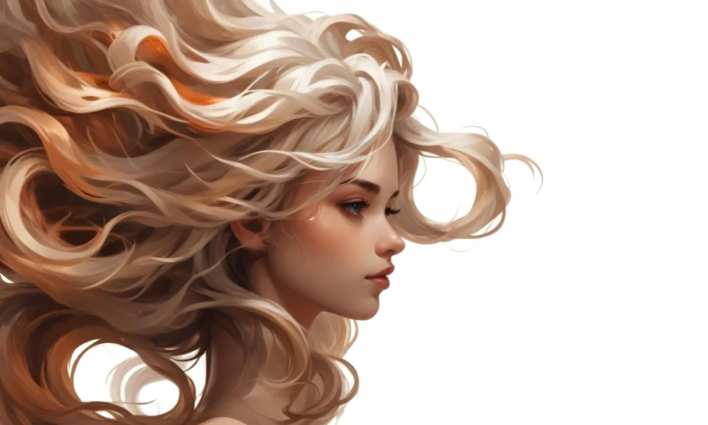 Curly White Hair Strands Light Reflections White Background 29 E0ec
