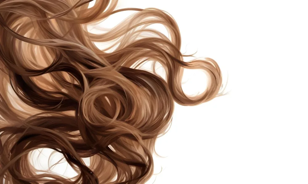 Curly White Hair Strands Light Reflections White Background 4 6561
