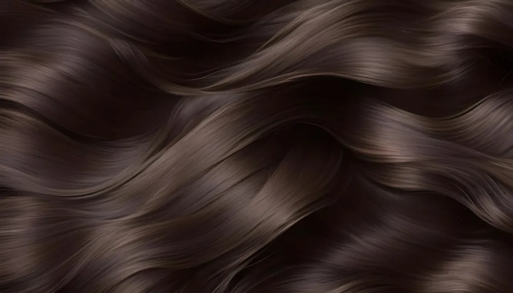 Dark Brown Wavy Hair Strands Shiny And Smooth Texture Creating A Flowing Pattern Against A Plain Neutral Background 21 Ff09