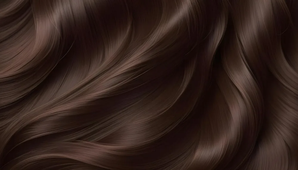Dark Brown Wavy Hair Strands Shiny And Smooth Texture Creating A Flowing Pattern Against A Plain Neutral Background 5 A8e2