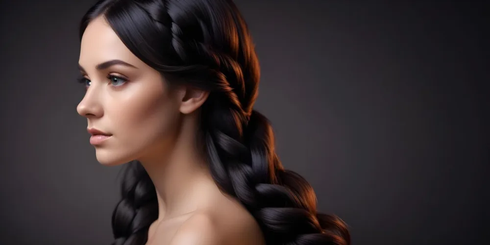 Dark Shiny Hair With Smooth Flowing Strands Showcasing Intricate Braiding And Texture With A Blurred Background 13 6c0e