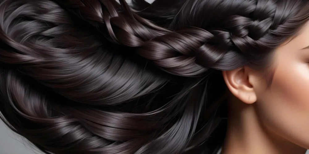 Dark Shiny Hair With Smooth Flowing Strands Showcasing Intricate Braiding And Texture With A Blurred Background 47 8f09