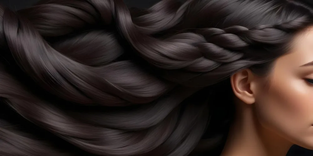 Dark Shiny Hair With Smooth Flowing Strands Showcasing Intricate Braiding And Texture With A Blurred Background 55 1385