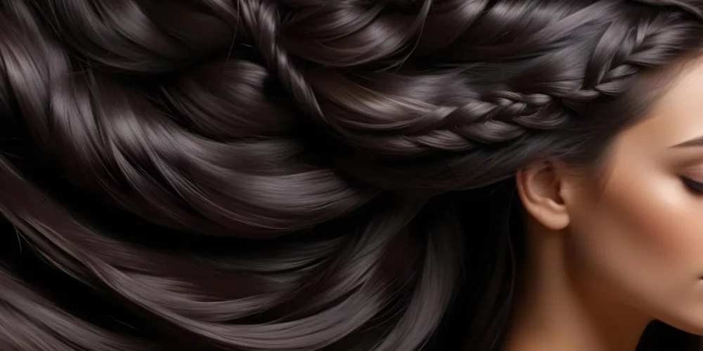 Dark Shiny Hair With Smooth Flowing Strands Showcasing Intricate Braiding And Texture With A Blurred Background 68 Bbd0