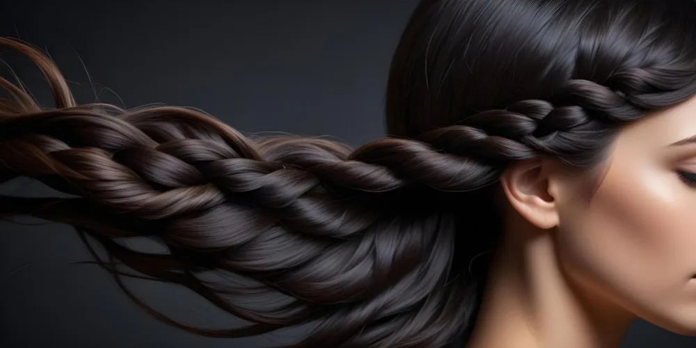 Dark Shiny Hair With Smooth Flowing Strands Showcasing Intricate Braiding And Texture With A Blurred Background 73 3ce1