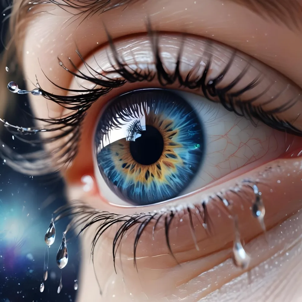 Digital Painting A Close Up Of A White Woman S Eye Age 25 With Long Eyelashes And Water Drops The Iris Has A Galaxy Inside In A Blurry Background Bold And Slim Lines Brush Strokes 26 C9c6