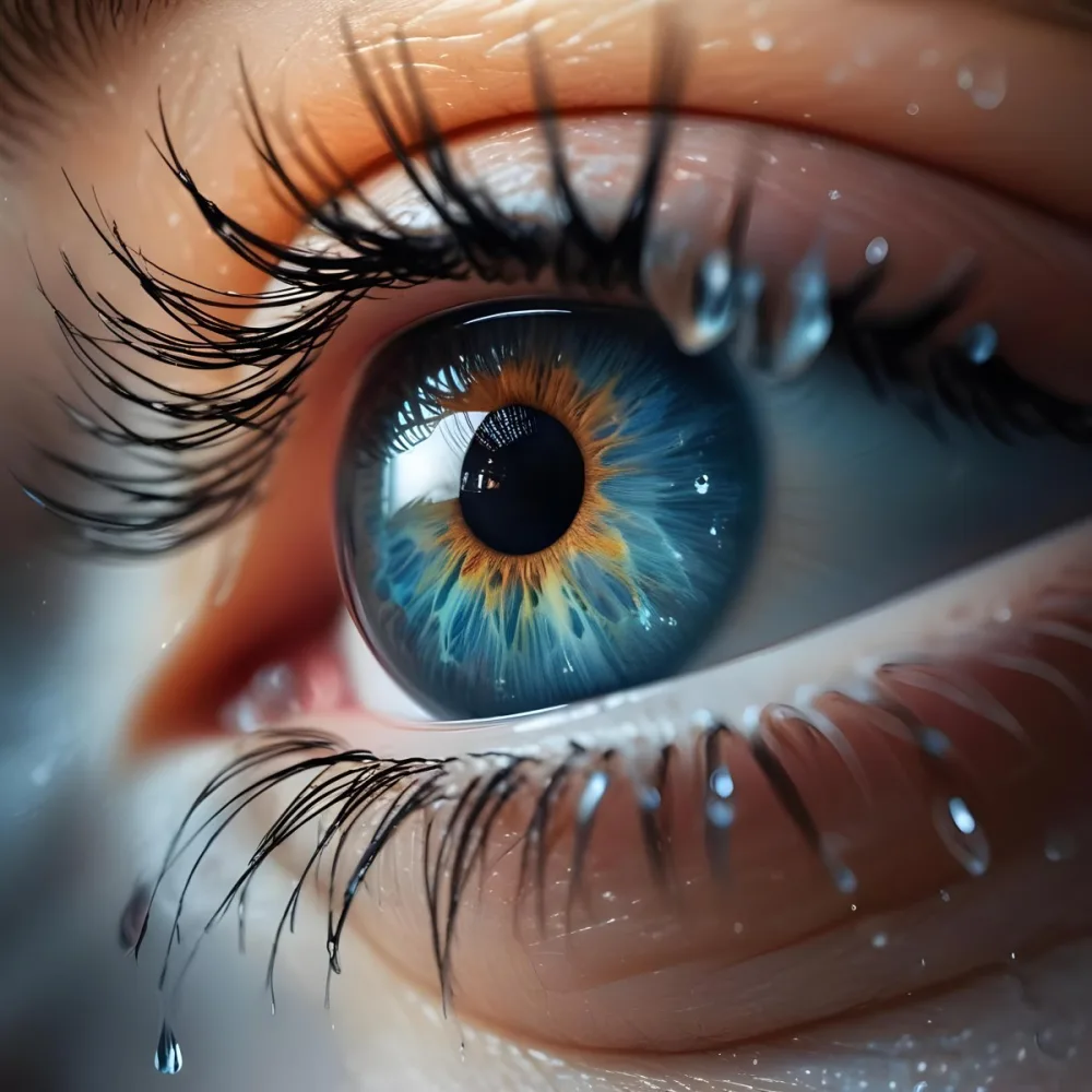 Digital Painting A Close Up Of A White Woman S Eye Age 25 With Long Eyelashes And Water Drops The Iris Has A Galaxy Inside In A Blurry Background Bold And Slim Lines Brush Strokes 33 684b