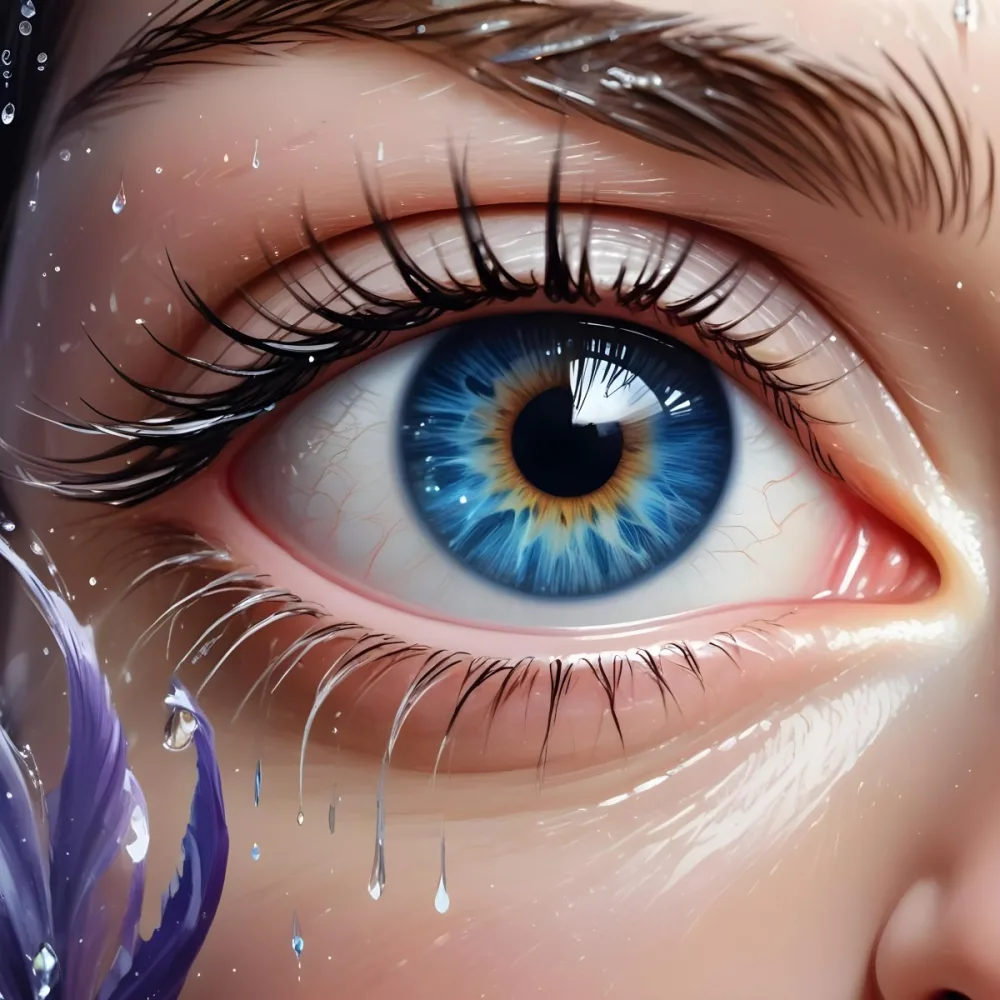 Digital Painting A Close Up Of A White Woman S Eye Age 25 With Long Eyelashes And Water Drops The Iris Has A Galaxy Inside In A Blurry Background Bold And Slim Lines Brush Strokes 36 62bc