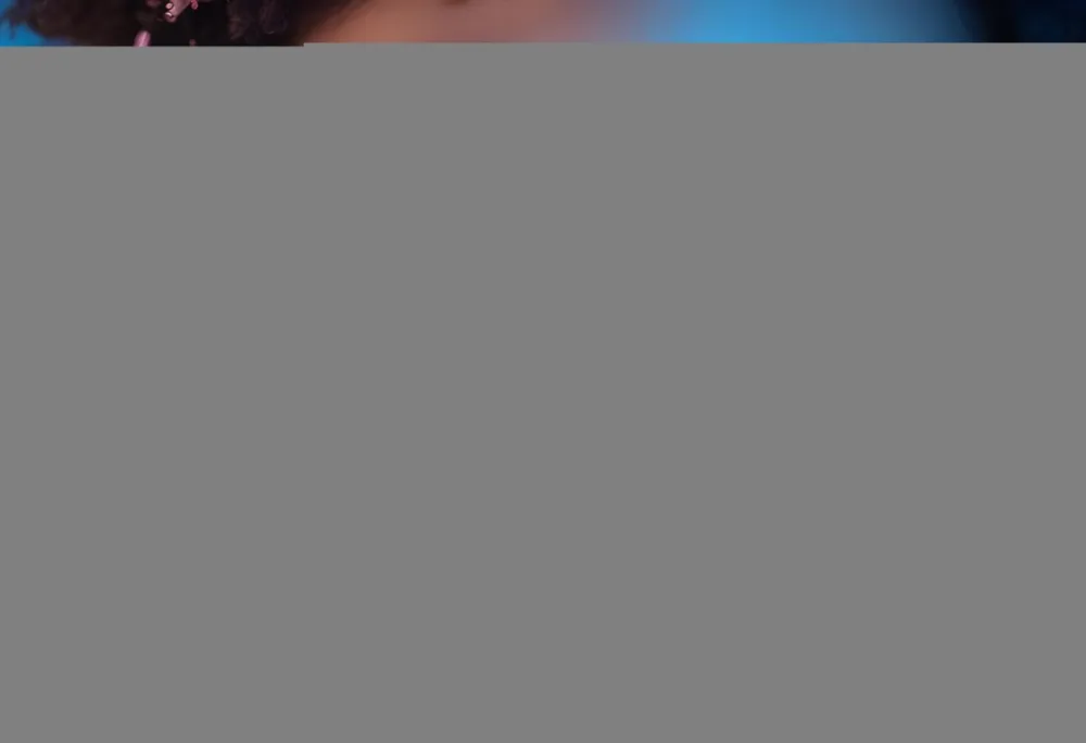 Digital Painting A Close Up Portrait Of A Young Woman With Dark Skin Full Lips And Long Eyelashes Her Eyes Are Closed And She Has A Serene Expression On Her Face The Image Is Bathed In A Blue And Pink Hue With A 22 Cc95