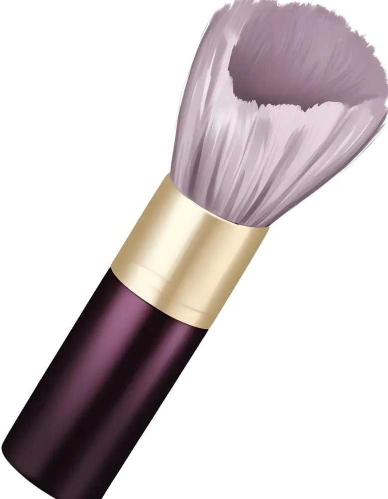 Digital Painting A Golden Makeup Brush With A White Ring And A Golden Handle With Black Floral Ornaments On A Black Background Bold And Slim Lines Brush Strokes 17 Fcdc