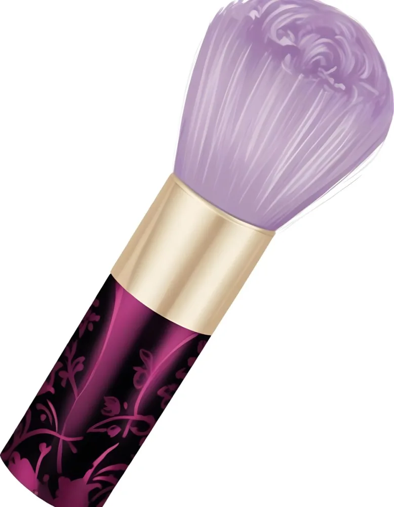 Digital Painting A Golden Makeup Brush With A White Ring And A Golden Handle With Black Floral Ornaments On A Black Background Bold And Slim Lines Brush Strokes 18 A7cd