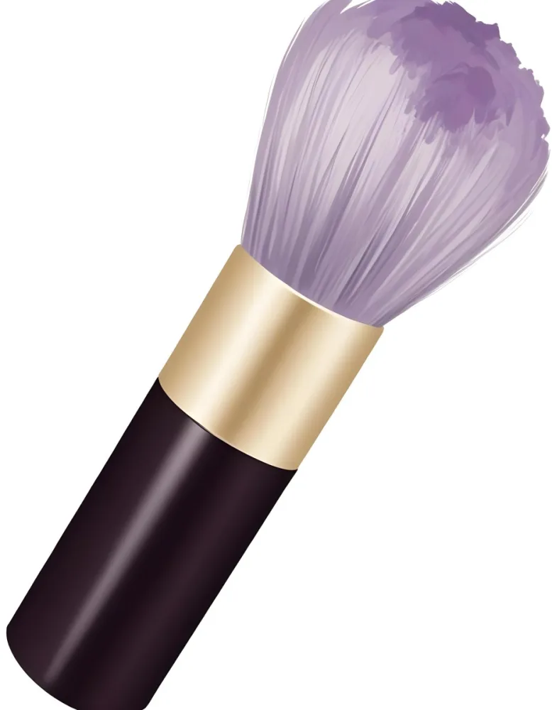 Digital Painting A Golden Makeup Brush With A White Ring And A Golden Handle With Black Floral Ornaments On A Black Background Bold And Slim Lines Brush Strokes 4 2999