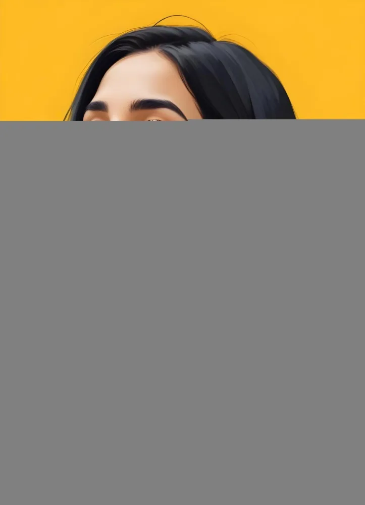 Digital Painting A Middle Eastern Woman 25 Years Old Long Black Hair Wearing A Yellow Polka Dot Dress And Golden Earrings On A Yellow Background Bold And Slim Lines Brush Strokes 12 7bb9
