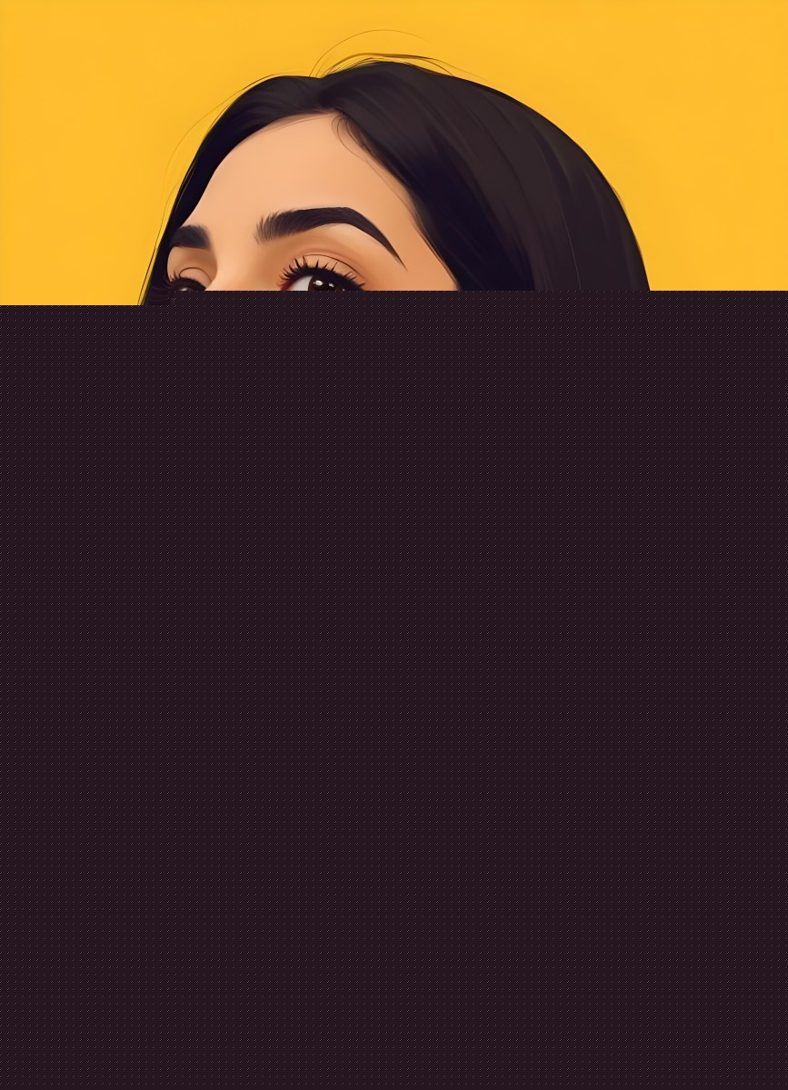 Digital Painting A Middle Eastern Woman 25 Years Old Long Black Hair Wearing A Yellow Polka Dot Dress And Golden Earrings On A Yellow Background Bold And Slim Lines Brush Strokes 46 D2f8
