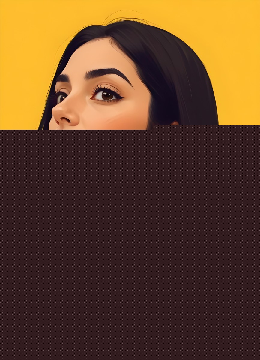 Digital Painting A Middle Eastern Woman 25 Years Old Long Black Hair Wearing A Yellow Polka Dot Dress And Golden Earrings On A Yellow Background Bold And Slim Lines Brush Strokes 47 Ebc7