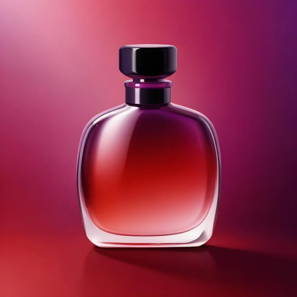 Digital Painting A Perfume Bottle With A Purple Cap And A Purple Ring On A Red And Purple Gradient Background The Bottle Is Filled With A Purple Liquid Bold And Slim Lines Brush Strokes 10 C7d6
