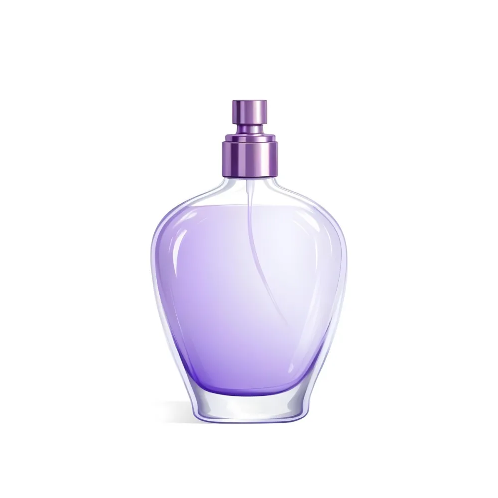 Digital Painting A Perfume Bottle With A Purple Liquid Inside And A Transparent Cap On A White Background The Bottle Is Transparent And Has A Rounded Shape Bold And Slim Lines Brush Strokes 11 Fa65
