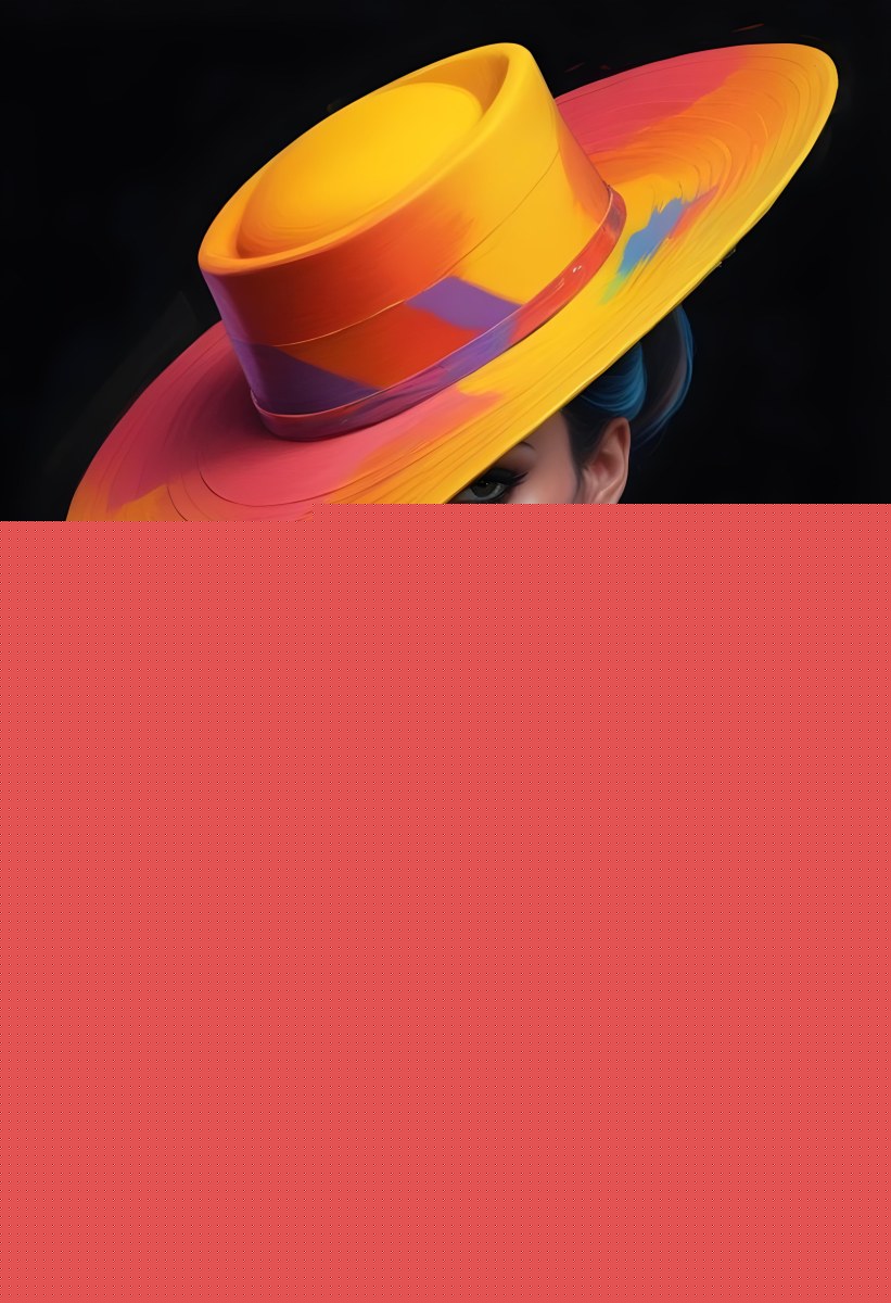 Digital Painting A Tanned Skin Woman Age 30 With A Colorful Hat And Earrings Black Lips Wearing A Colorful Dress In A Black Background Bold And Slim Lines Brush Strokes 21 B061