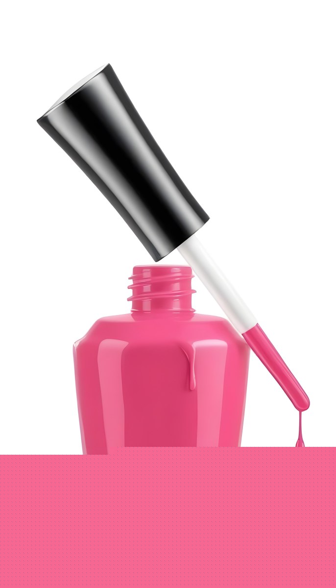 Digital Painting A White Nail Polish Bottle With A Pink Cap And A Brush With White Nail Polish Dripping From It Isolated On A Pink Background Bold And Slim Lines Brush Strokes 13 24c1