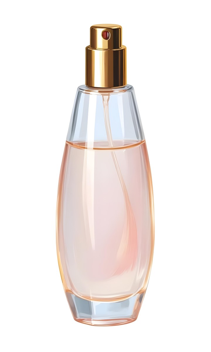 Digital Painting A Perfume Bottle With A Golden Cap And A Transparent Body Filled With A Light Pink Liquid Isolated On A White Background Bold And Slim Lines Brush Strokes 17 8395