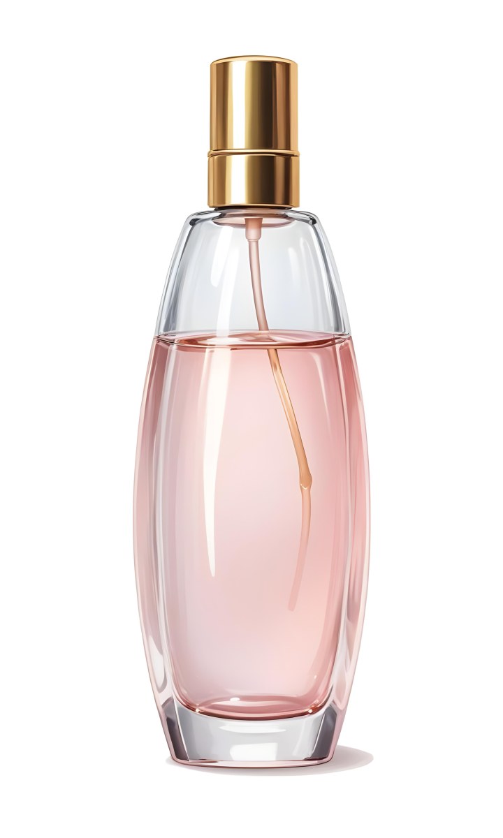 Digital Painting A Perfume Bottle With A Golden Cap And A Transparent Body Filled With A Light Pink Liquid Isolated On A White Background Bold And Slim Lines Brush Strokes 41 E86a