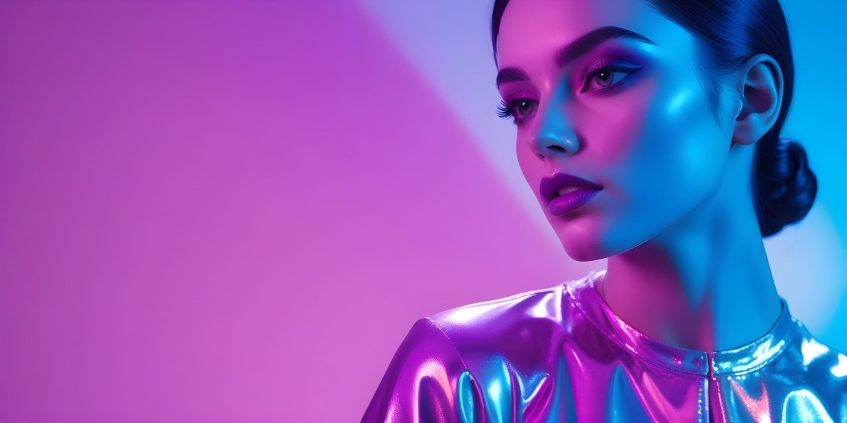 Digital Painting A Young Woman With Dark Hair And Bold Makeup Wearing A Shiny Colorful Outfit Against A Vibrant Purple And Blue Background Bold And Slim Lines Brush Strokes 27 97c7