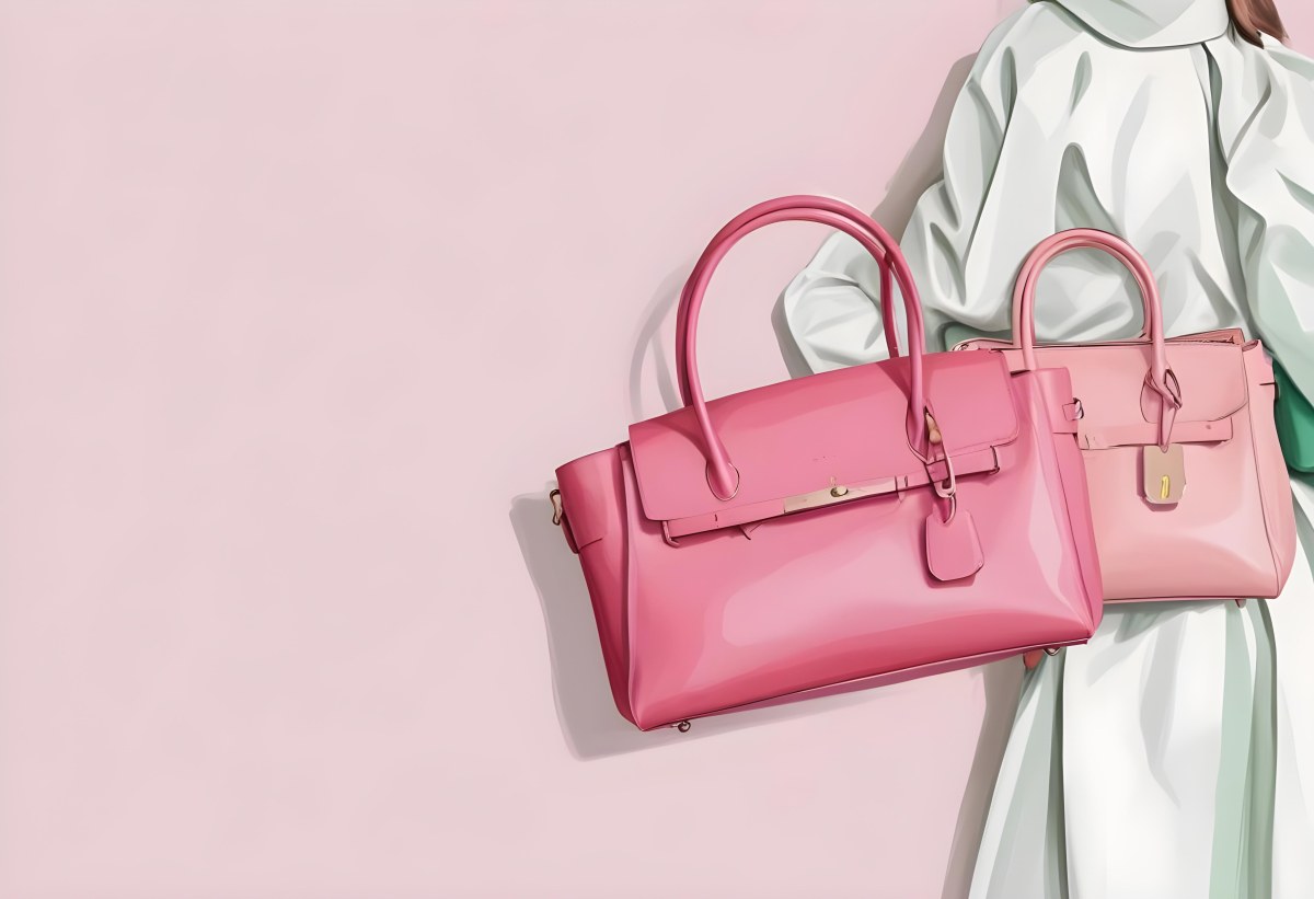 Digital Painting Three Handbags One Pink One White And One Green On A White Background Bold And Slim Lines Brush Strokes 14 E8a4