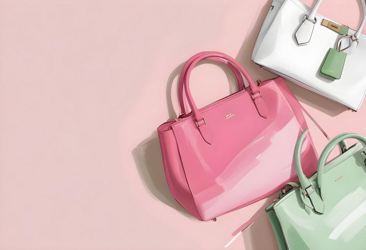 Digital Painting Three Handbags One Pink One White And One Green On A White Background Bold And Slim Lines Brush Strokes 2 6c40