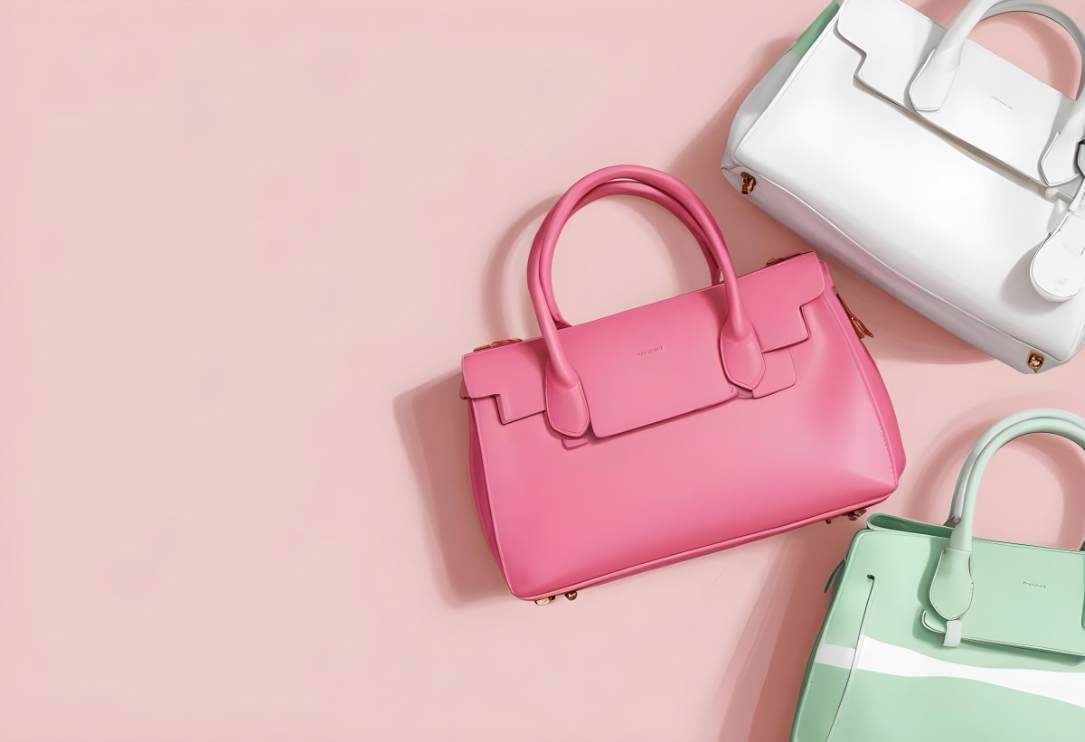Digital Painting Three Handbags One Pink One White And One Green On A White Background Bold And Slim Lines Brush Strokes 6 Cf84