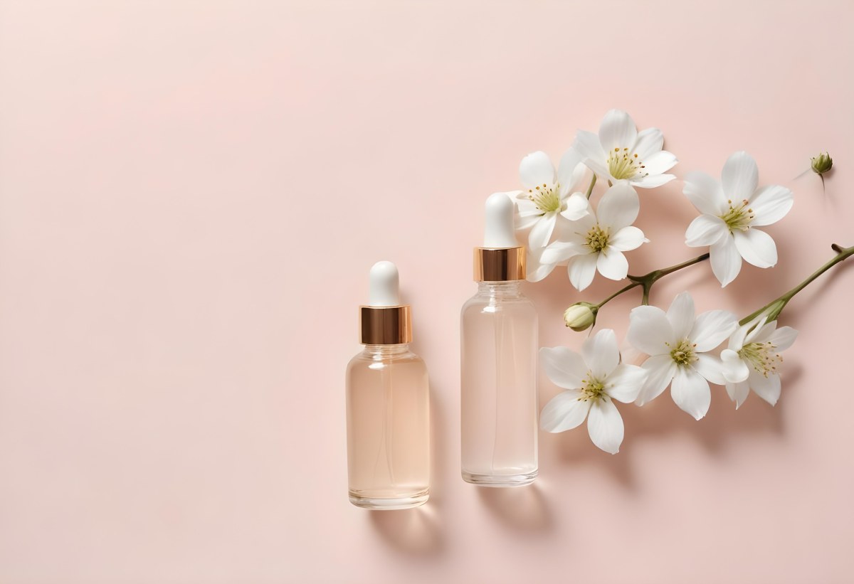 Glass Bottle With Dropper And White Flowers On A White Background Showcasing Beauty Product Minimalist Composition Soft Lighting Clean Aesthetic Cosmetic Presentation Elegant Design 17 2d5f