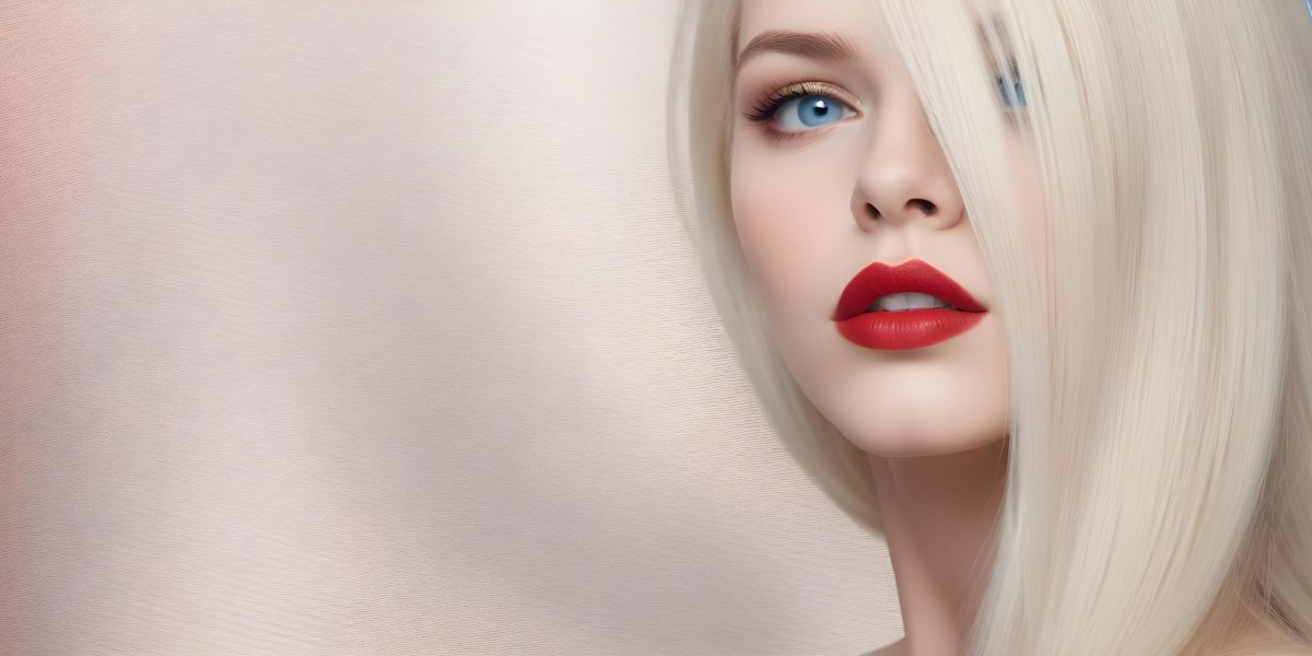 Minimal Soft Studio Light Photography A Close Up Portrait Of A Young Caucasian Woman With Long Straight Platinum Blonde Hair And Bright Blue Eyes She Has Full Red Lips And Is Wearing Dramatic Makeup The Backg 11 3571