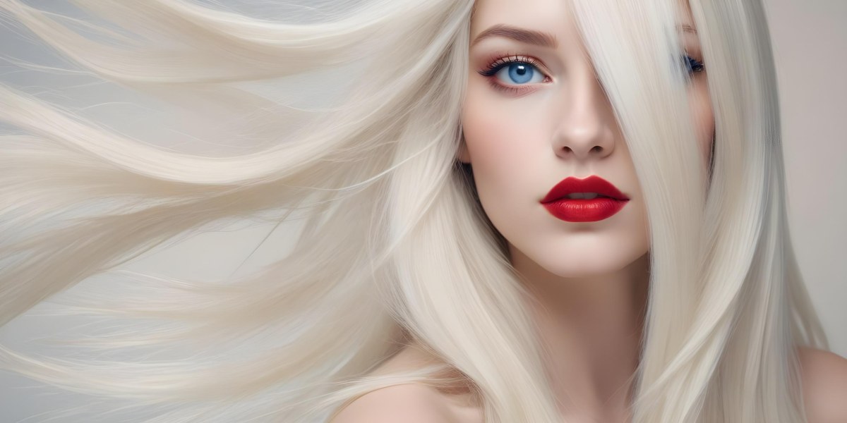 Minimal Soft Studio Light Photography A Close Up Portrait Of A Young Caucasian Woman With Long Straight Platinum Blonde Hair And Bright Blue Eyes She Has Full Red Lips And Is Wearing Dramatic Makeup The Backg 20 8f52