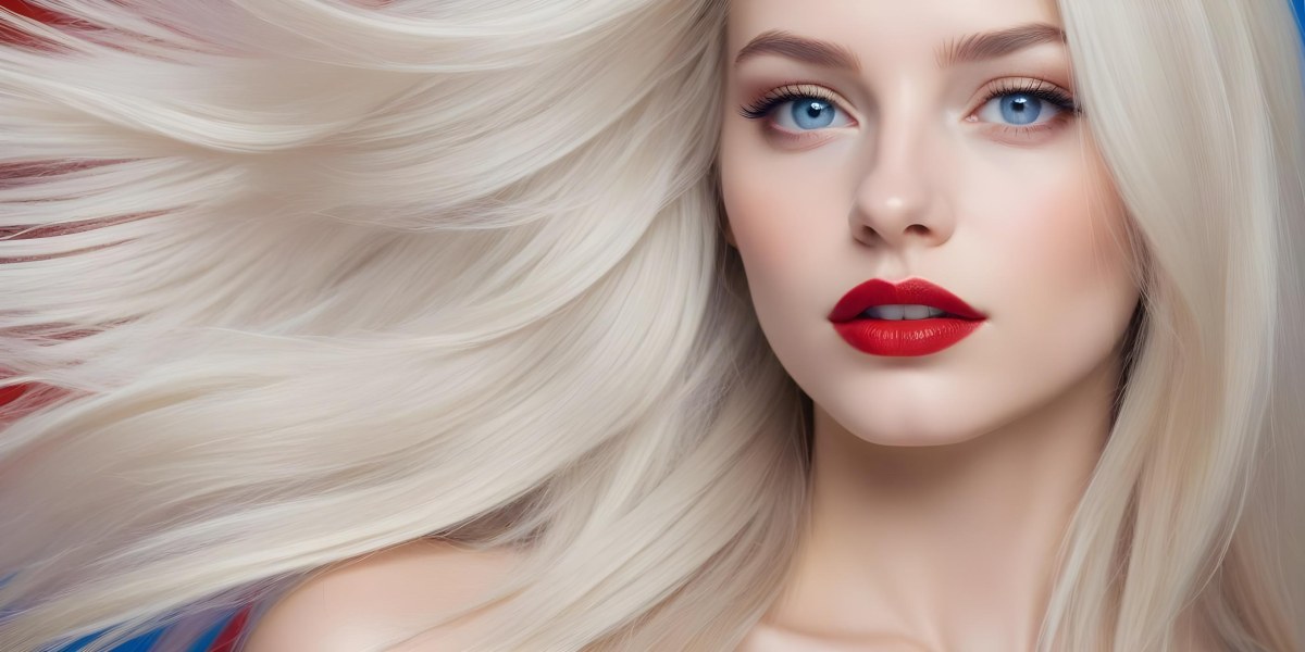 Minimal Soft Studio Light Photography A Close Up Portrait Of A Young Caucasian Woman With Long Straight Platinum Blonde Hair And Bright Blue Eyes She Has Full Red Lips And Is Wearing Dramatic Makeup The Backg 27 6e0c