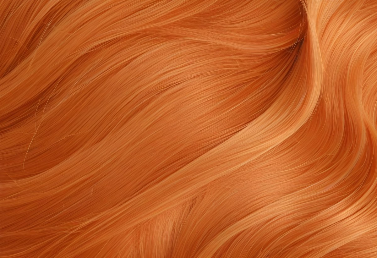 Orange Hair Strands With Soft Waves Creating A Vibrant And Smooth Pattern Close Up Shot Studio Lighting Hair Care Product Advertisement Smooth And Shiny Texture 5 6a4f