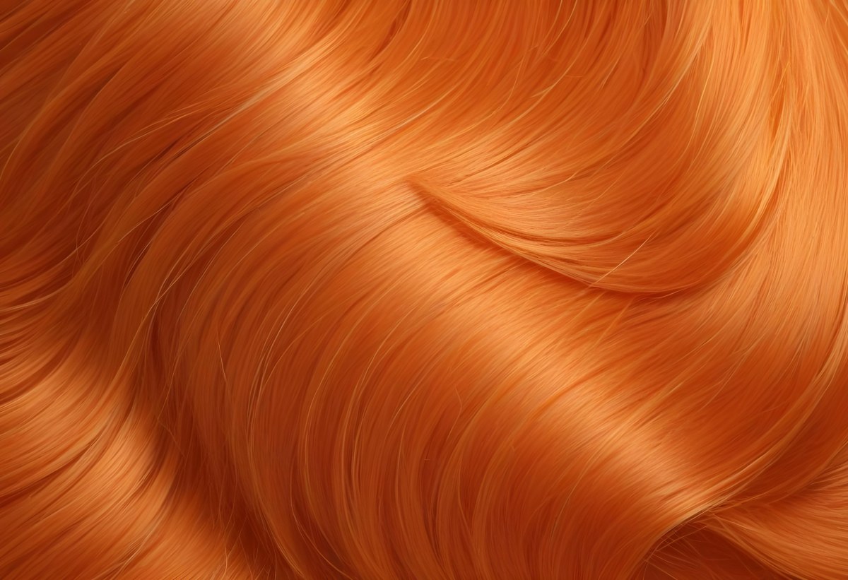 Orange Hair Strands With Soft Waves Creating A Vibrant And Smooth Pattern Close Up Shot Studio Lighting Hair Care Product Advertisement Smooth And Shiny Texture 6 279f