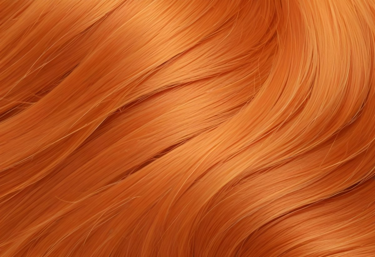 Orange Hair Strands With Soft Waves Creating A Vibrant And Smooth Pattern Close Up Shot Studio Lighting Hair Care Product Advertisement Smooth And Shiny Texture 9 32de
