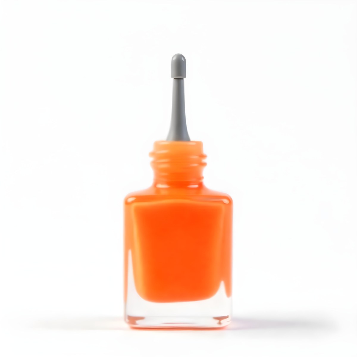Orange Nail Polish Bottle With Brush The Bottle Is Gray The Background Is White 12 Dc5e