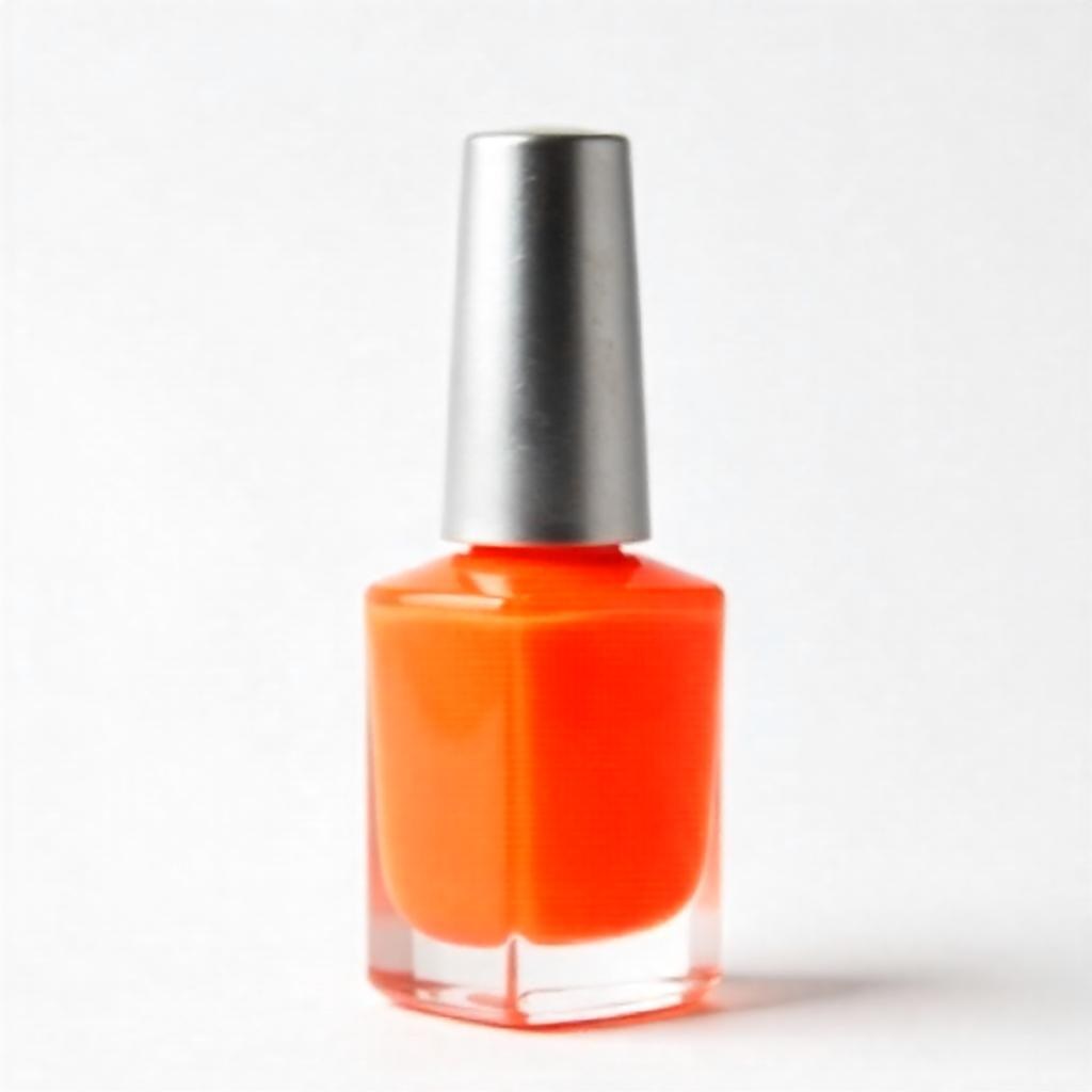 Orange Nail Polish Bottle With Brush The Bottle Is Gray The Background Is White 19 2ff7
