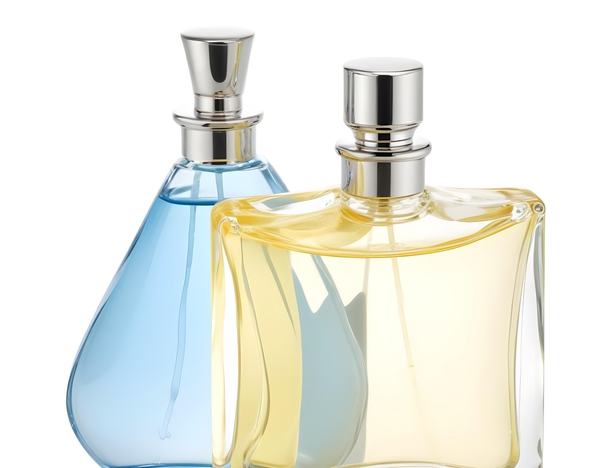 Two Perfume Bottles One With A Blue Liquid And The Other With A White Liquid White Background 5 A7b5