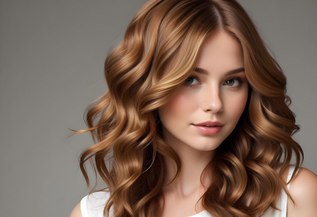 Wavy Golden Brown Hair With A Shiny Healthy Appearance 2 8d8b