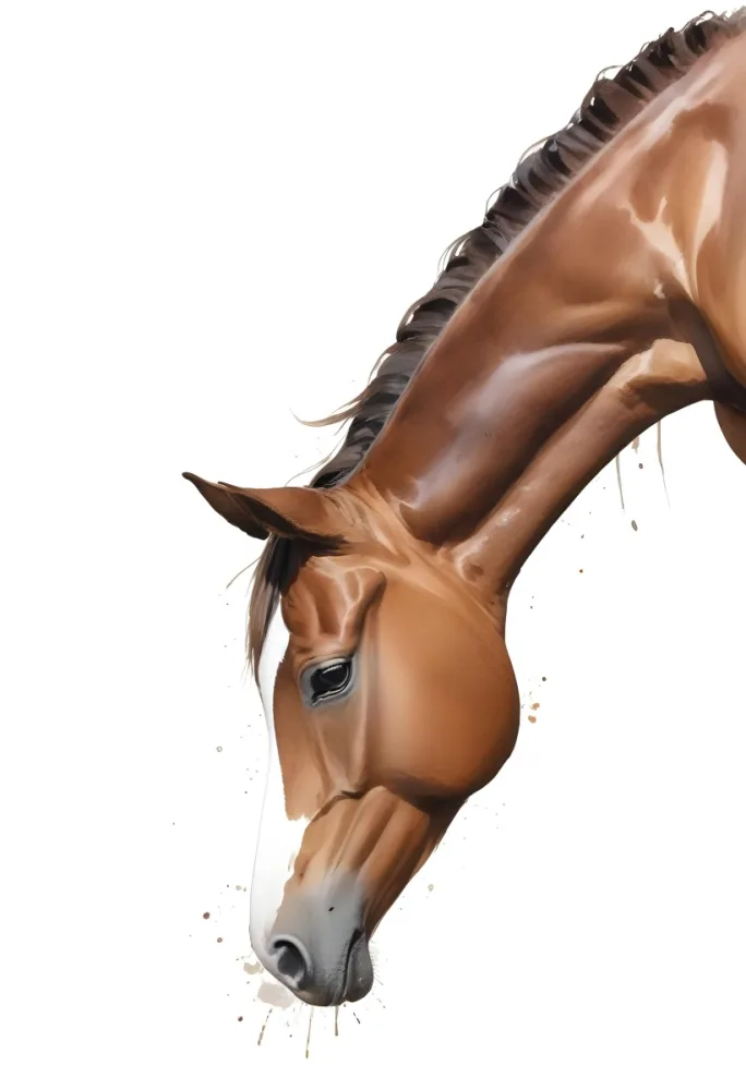 Brown Horse With A White Stripe On Its Face Head Down Isolated On A White Background 18 5b30