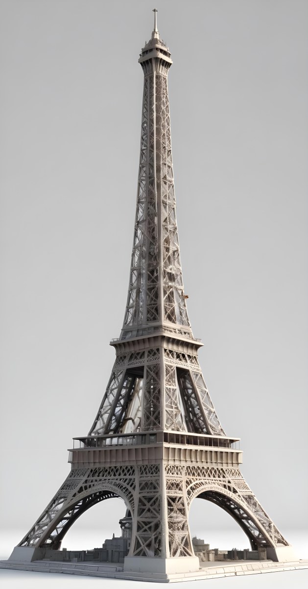 3d Model Eiffel Tower On A White Background Figure Octane Render Volumetric Highly Detailed Videogame Aesthetic 6 256d