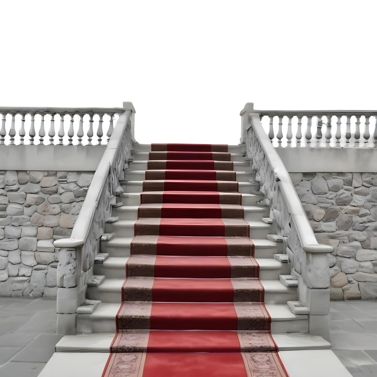 A Stone Staircase With A Red Carpet 7 4854