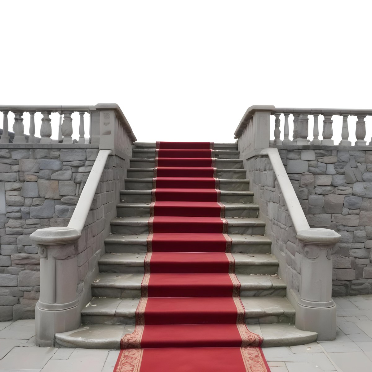 A Stone Staircase With A Red Carpet 9 0a49